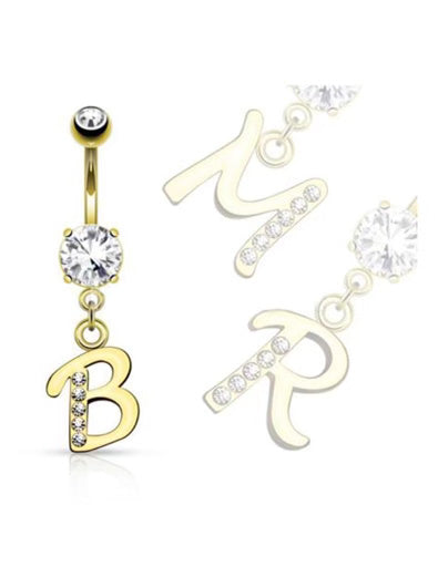 Gold Plated Dangle Initial Naval Ring